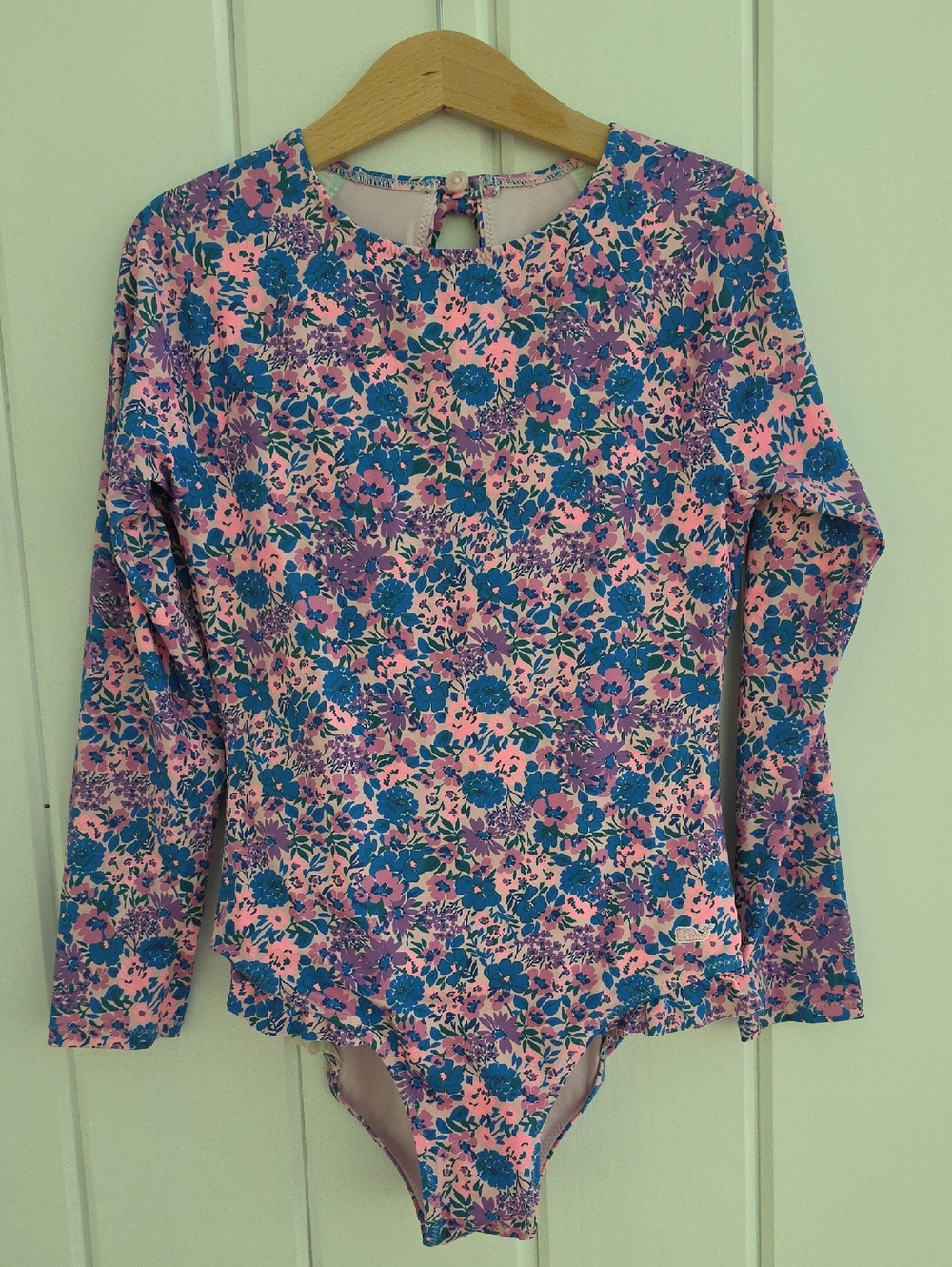 Vineyard Vines Long-Sleeve Floral Swimsuit  - Pink & Blue Size 8/10